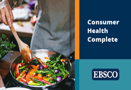 Man stirring vegetables in a skillet with text that reads Consumer Health Complete EBSCO
