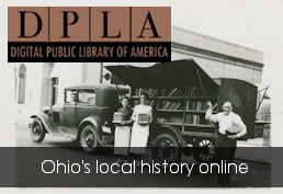 DPLA Ohio's local history online vintage photo of old style bookmobile where sides fold up