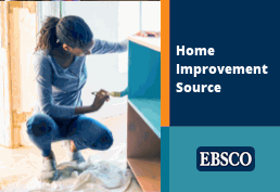 Woman painting a bookcase with the text Home Improvement Source EBSCO
